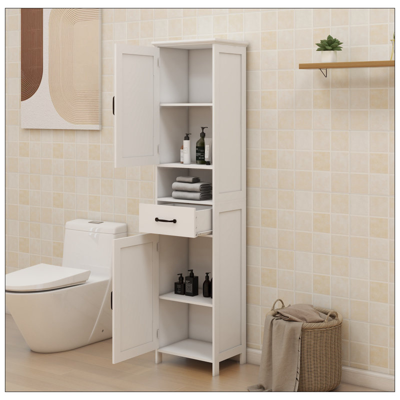 Winston Porter Norda Bathroom Storage Double Door Narrow Height Slim ...
